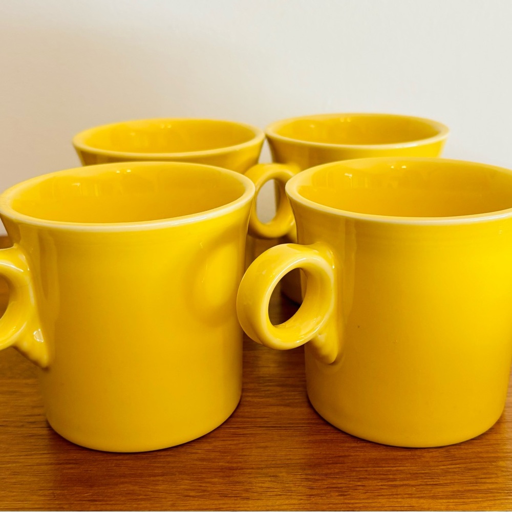 Vintage FiestaWare Yellow Ceramic Coffee Mugs Set